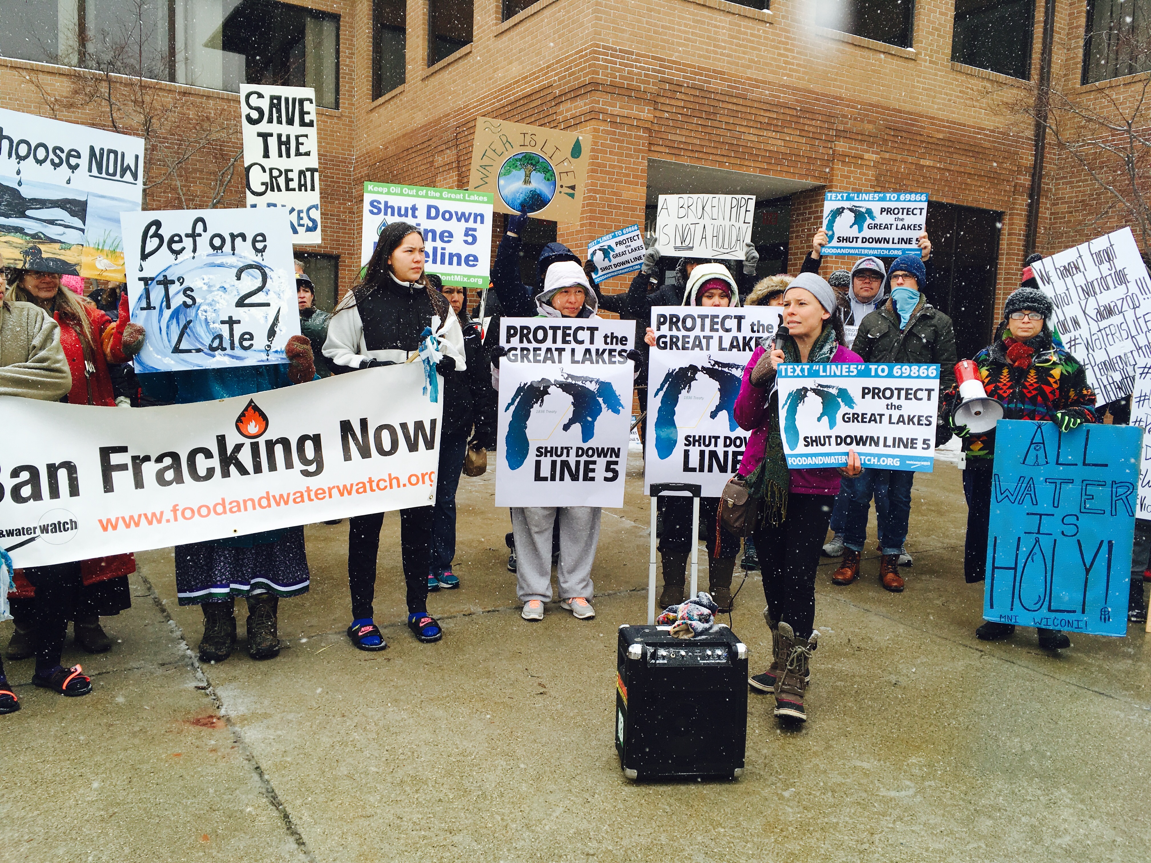 Protest against the Line 5 pipeline in Michigan.