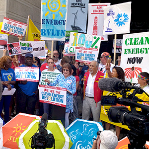 Activists march in Philadelphia for clean energy, July 2016.